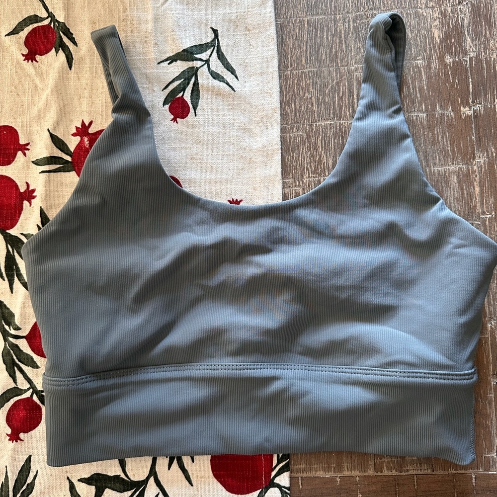 Til You Collapse Ribbed Blue Gray Sports Bra